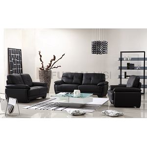 Black Knock Down Sofa Set for Living Room with Plastic Legs