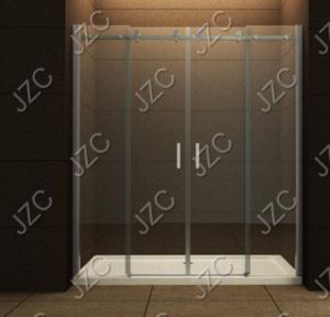 Stainless Steel Tempered Glass Sliding Shower Door With 2 Segments