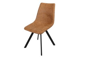 Antique Chair In Bright Brown Microfiber With Powder Coated Legs