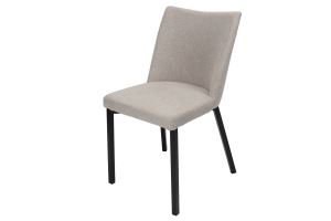 Kitchen Chair In Grey Fabric With Black Powder Coated Legs