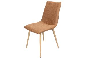 Stylish Dining Chair In Brown Microfiber With Heat Transfer Legs