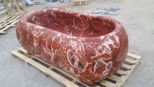 Red and Brown Marble Stone Bathtub
