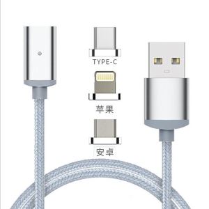 Micro/iPhone/Type C Connectors 3 in 1 Magnetic Data Charging Cable with Four Colors to Choose