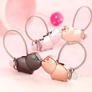 Tanabata Valentine's Day Kiss Pig Couple Key Button A Pair of Creative Key Chain Men and Women Lovely Key Ring Pendant