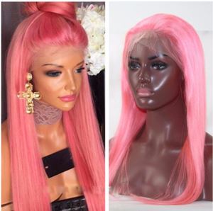 Chinese Virgin Human Hair Wigs Silk Pink Color