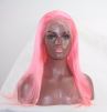 Chinese Virgin Human Hair Wigs Silk Pink Color
