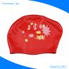 Colorful OEM Logo Available Printed Silicone Swim Cap for Children