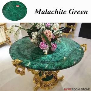 Custom Polished Semi Precious Stone Malachite Green Marble Table Top