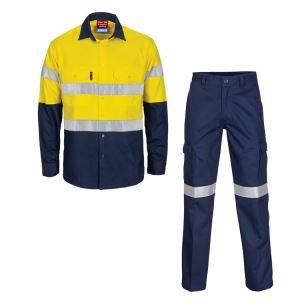 Whosale High Vis Safety Polycotton Drill Work Suit 2piece Men Suit for Industrial & Factory