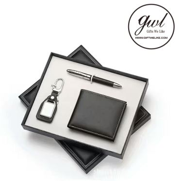 Special Gift Leather Metal Keychain with Fashion Business Card Holder