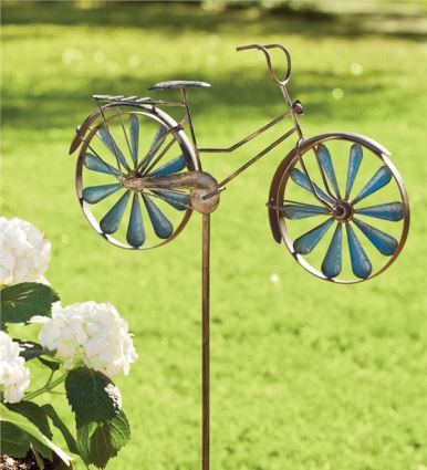 Metal Bicycle Wind Spinner Garden Stake