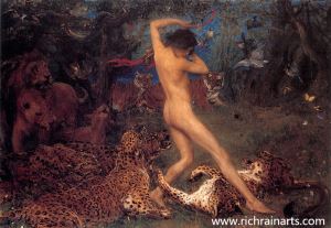 Nude Girl With Animals Fairy Oil Painting