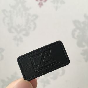 Black Faux Leather Patch Apparel Label