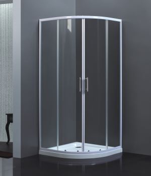4mm Clear Glass White Painted Quadrant 2 Sliding Door Shower Enclosure