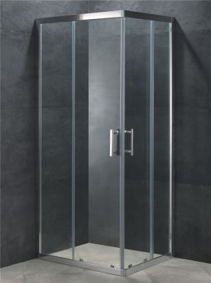 Corner Entry Square Shower Cabin with Double Sliding Door 6mm Clear Glass