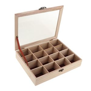 Wooden Tea Box With 16 Dividers