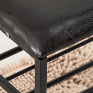 Iron Leather 3-Layers Shoe Rack Foot Rest Footstool