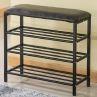 Iron Leather 3-Layers Shoe Rack Foot Rest Footstool