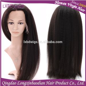 Hot Selling Yaki Straight Full Lace Wig / Glueless Full Lace Wig Brazilian Human Hair Natural Hairline for Black Women