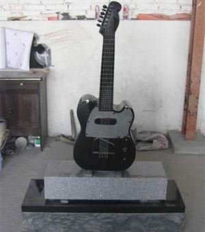Black Granite Headstone Special Guitar Burial Tombstone Marker Designs