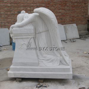 China White Marble Monuments Weeping Angel Carved Headstone Angel Statues Graves Tombstones