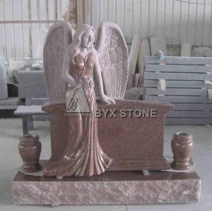 Imperial Red Granite Angel Headstones Carved Beautiful Grave Markers for Cemetery