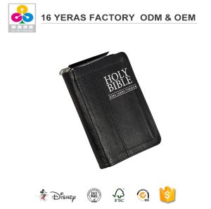 Customized PU Leather Bible Book Printing With Silver Foil Stamping And Zipper