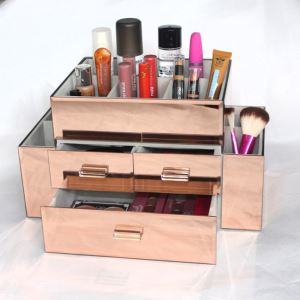 Custom Rose Gold 3 Drawer Makeup Organizer Storage Box
