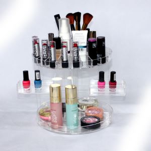 New Custom Wholesale Acrylic Versatile Beauty Caddy Cosmetic Organizer Makeup Holder 360-degree Rotating Display Stand