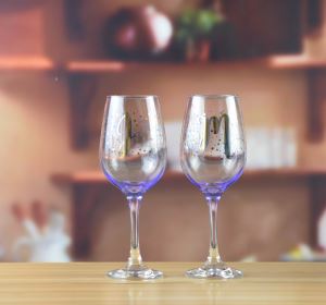 Purple Wine Glass With Color Print Logo