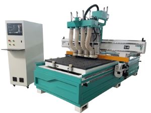 Automated Servo Driver Vacuum Table Multi Head Computer Table Furniture Wooden Counter Plywood Cutting 3 Axis CNC Router
