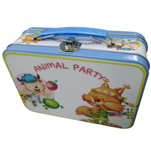 USA Long Rectangular Lunch Tin Box for Sales with Handle and Lock