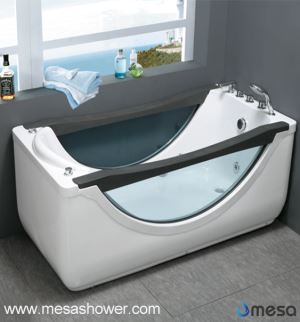 Large Rectangular Glass Window Whirlpool Massage Bath Tub