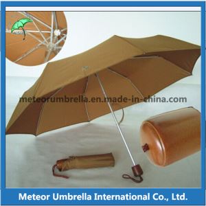 Quality 3 Folding Aluminum Durable Rain Umbrellas Promotion Items Anti UV Straight Umbrellas With Long Handle