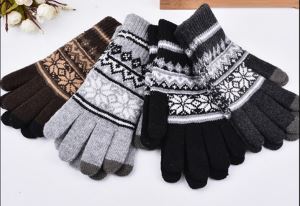 High Quality Fashion Mens Comfort Black Cashmere Touch Screen Wool Winter Hand Gloves