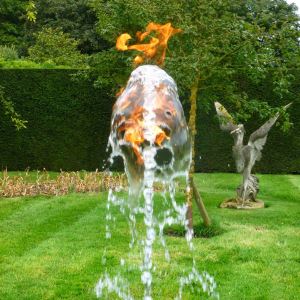 Water Fountain with Fire Flame