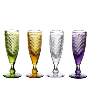 Colorful Clear Goblet Style Cut Glass Glassware Wine Glasses