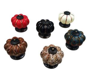 Antique Pumpkin Ceramic Knobs, Porcelain Drawer Pulls KH9008K