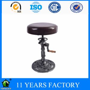 Industrial Leather/PU Round Seat Adjustable Swivel Bar Stools In Exterior House Design