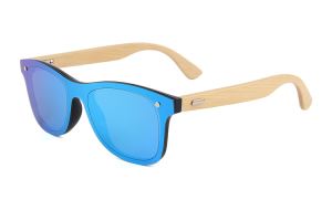 Cool Ice-blue Mirror Lens Bamboo Sunglasses
