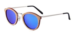Ice Blue Mirror Lens Wooden Sunglasses