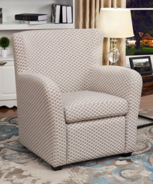 White Pattern Chenille Accent Chair