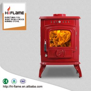 OLYMBERYL 5kw Output Small Red Enamel Cast Iron Wood Stove HF332