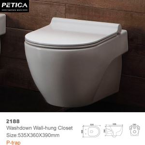 Matt Black White Wall Hung Toilet Bowl Washdown Toilet P Trap Ce Verified W. C. Pan