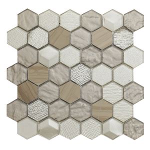 Hexagon Glass Mix Stone Mosaic Tile for Wall and Floor
