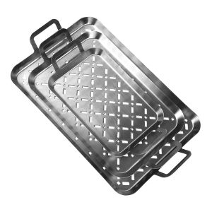 Grill Basket Grill Pan Set Of 3, Stainless Steel