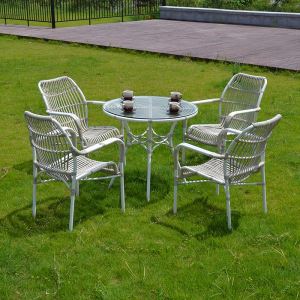 Round Wicker Dining Table Set for 4