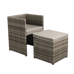 Wicker Chair with Ottoman