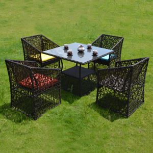 Wicker Outdoor Dining Sets Rattan Table and 4 Chairs