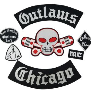 Outlaw Biker Patches Iron on Jacket Embroidered